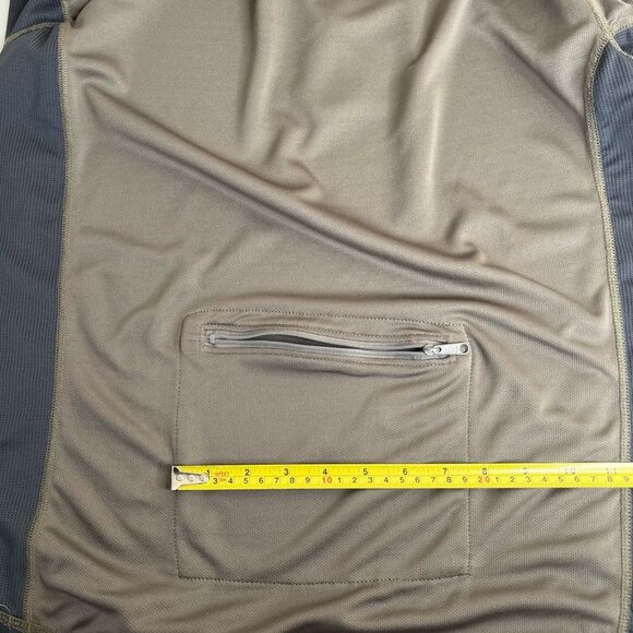 LL Bean Comfort Bicycling Biking Jersey Olive Gray Zipper Pocket Men Medium - Picture 7 of 12